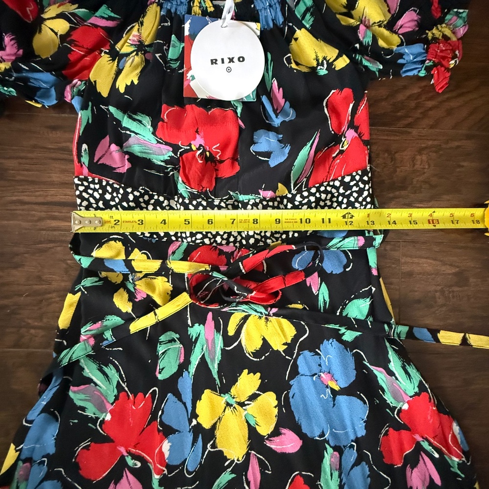 Rixo Black Floral Maxi Dress Short Sleeve Size 2 NWT - Picture 6 of 14